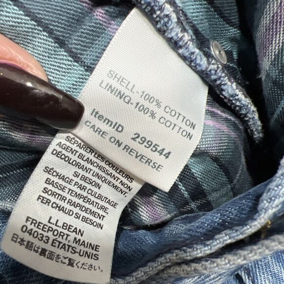 VTG L.L. Bean Original Fit/Relaxed Mom Jeans Blue Flannel Lined Plaid Size 14P - Picture 9 of 16